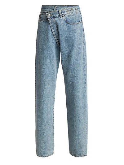 R13 Wide-leg Cross Over Jeans In Slate Blue