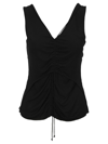 Helmut Lang Scala Ruched Jersey Tank Top In Black