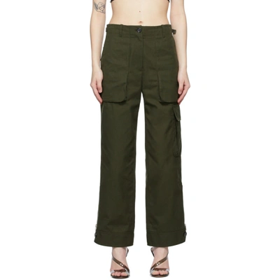 Helmut Lang Cropped Canvas Straight-leg Pants In Hunter Sage