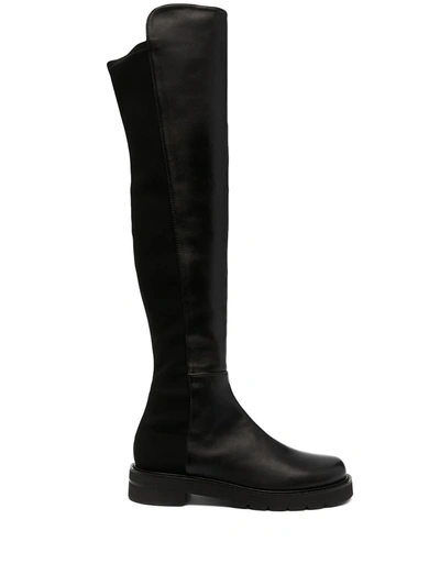 Stuart Weitzman 5050 Lift Leather And Neoprene Over-the-knee Boots In Black