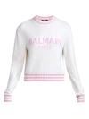 Balmain Women's Cropped Logo Wool-blend Sweater In Marine Black