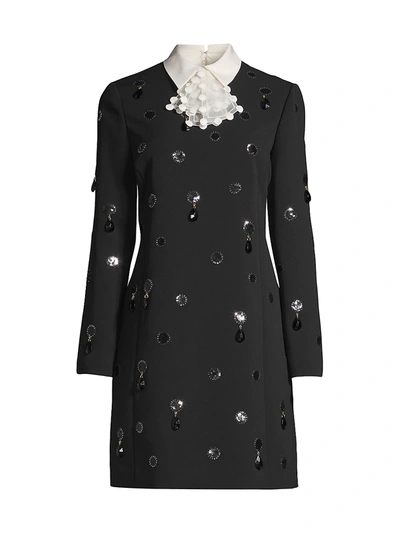 Tory Burch Jewel Embroidered Shift Dress In Black