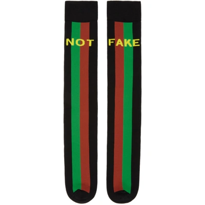 Gucci Men's Fake/not Striped Knit Socks In Black