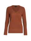 Saks Fifth Avenue Collection Cashmere V-neck Sweater In Cedar Brown