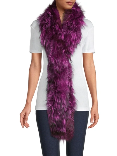 Adrienne Landau Women's Fox Fur Boa In Magenta