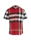 Burberry Men's Somerton Plaid Short-sleeve Sport Shirt In Parade Red