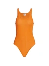 Re/done Ribbed Tank Bodysuit In Tangerine