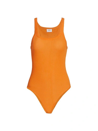 Re/done Ribbed Tank Bodysuit In Tangerine