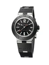 Bvlgari Aluminum Black Dial Watch With Rubber Strap