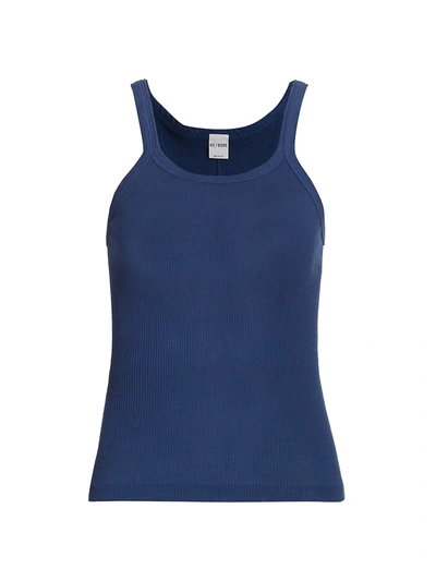 Re/done Women's The Ribbed Tank In Cobalt Blue