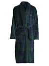 Polo Ralph Lauren Plaid Shawl Collar Robe In Black Green Blue
