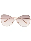 Tom Ford Nickie 66mm Gradient Oversize Butterfly Sunglasses In Shiny Rose Gold / Gradient Brown