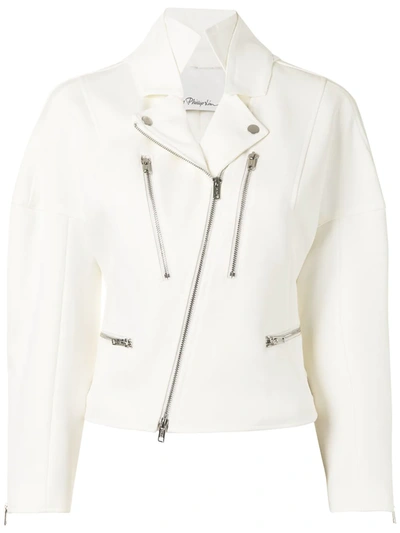 3.1 Phillip Lim / フィリップ リム Hooded Cotton Biker Jacket In White