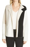 Akris Graphic Intarsia Reversible Cashmere Double Face Cardigan In Ecru Black