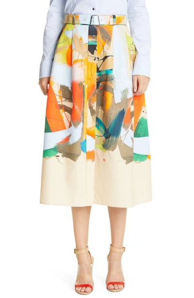 Akris Stroke On Paper Printed Cotton Flare Skirt In Multi