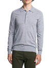Theory Regal Wool Long Sleeve Polo Shirt In Cool Heather Grey