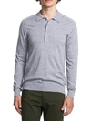 Theory Regal Wool Long Sleeve Polo Shirt In Sleet Blue
