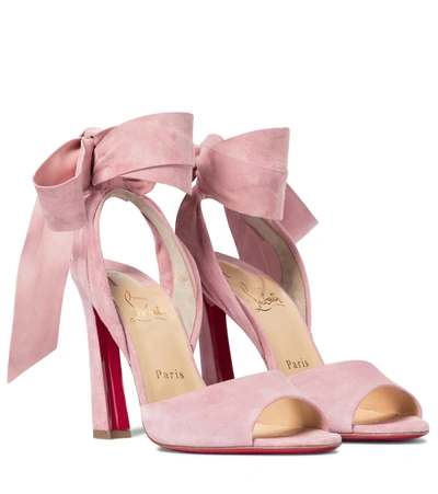 Christian Louboutin Rose Amelie 100 Wraparound Suede Peep-toe