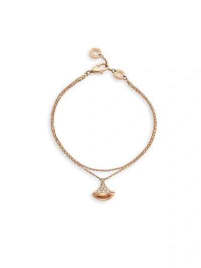 Bvlgari Women's Diva's Dream 18k Rose Gold & Diamond Pendant Bracelet - Rose Gold - Size M/l