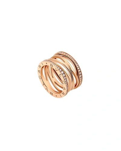 Bvlgari B Zero1 18k Rose Gold 4 Band Ring With Diamond Sides Modesens