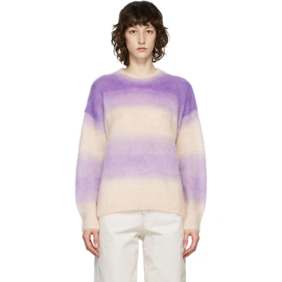 Isabel Marant Étoile Drussell Striped Mohair-blend Sweater In Purple