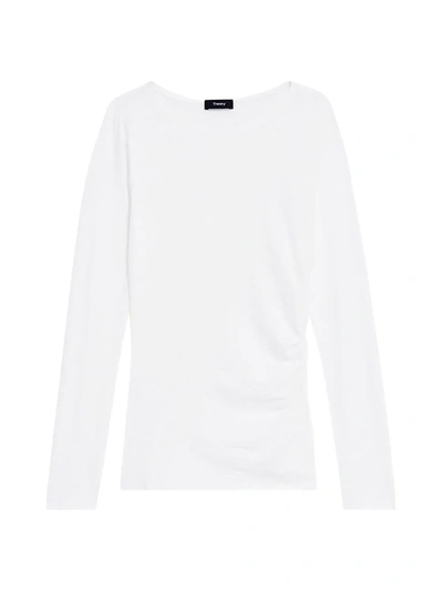 Theory Women's Boatneck Long-sleeve T-shirt In White