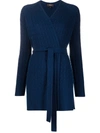 Theory Malinka' Cashmere Cable Knit Belted Cardigan In Midnight