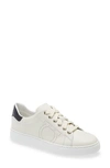 Ferragamo Pierre Perforated Gancio Court Sneakers In Nero/white