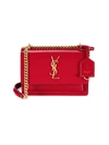 Saint Laurent Women's Small Sunset Patent Leather Shoulder Bag - Rouge