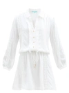 Melissa Odabash Scarlett Collared Button-front Coverup Mini Dress In White
