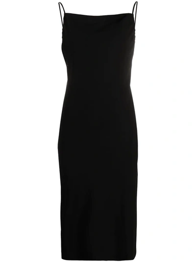 Iro Iowa Ribbed Spaghetti Strap Midi Dress In Black