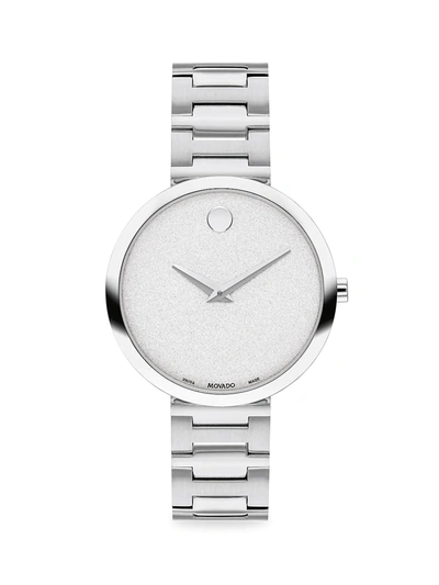 Movado Museum Classic Stainless Steel Bracelet Watch In White