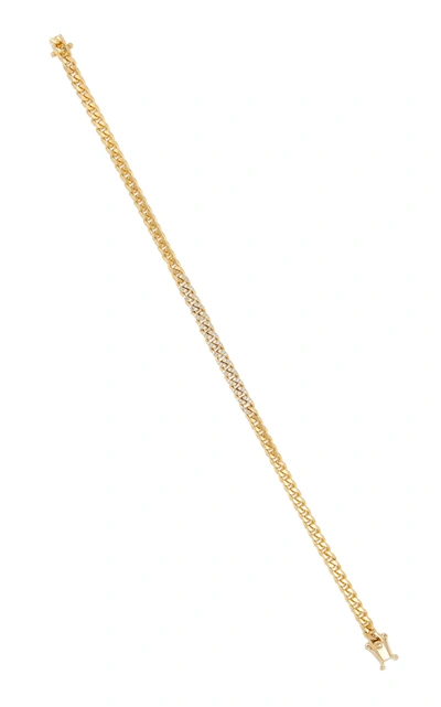 Ef Collection 14k Yellow Gold & Diamond Pavé Mini Curb-chain Bracelet
