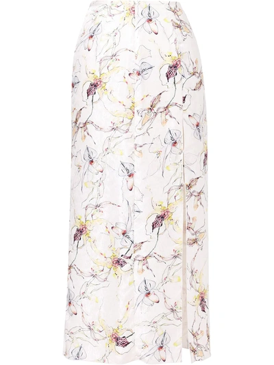 Jason Wu Collection Wild Orchid Silk Satin Jacquard Skirt In Off White