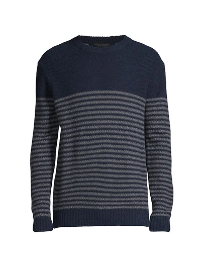Saks Fifth Avenue Collection Cashmere Think Stripe Crewneck In Navy