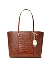 Tory Burch Perry Embossed Leather Triple Compartment Tote In Caffeine