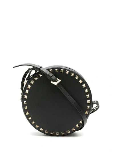 Valentino Garavani Rockstud Round Leather Crossbody Bag In Black