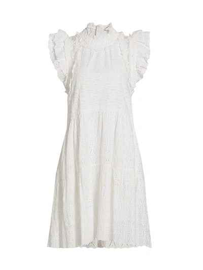 Sea Tier Waverly Flutter Sleeve Dress In White