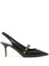 Valentino Garavani Women's Rockstud Leather Slingback Pumps - Black - Size 37.5 (7.5)