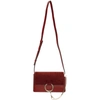 Chloé Faye Small Suede And Leather Shoulder Bag In 616 Smoked Red