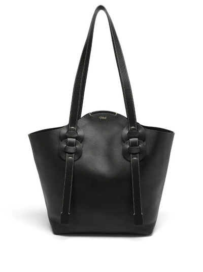 Chloé Darryl Medium Braided Grained-leather Tote Bag In Black