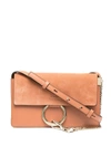 Chloé Small Faye Leather & Suede Shoulder Bag In Orange