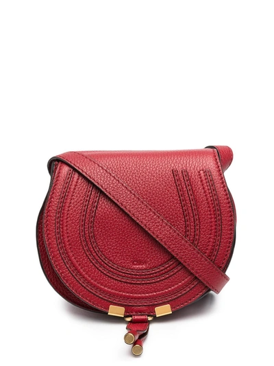 Chloé Marcie Mini Textured-leather Shoulder Bag In Red