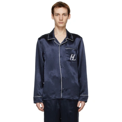 Helmut Lang Men's Polished Twill Pajama Shirt In Admiral Blue