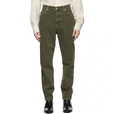 Helmut Lang Men's High-rise Jeans With Straps In Birch Green Stone