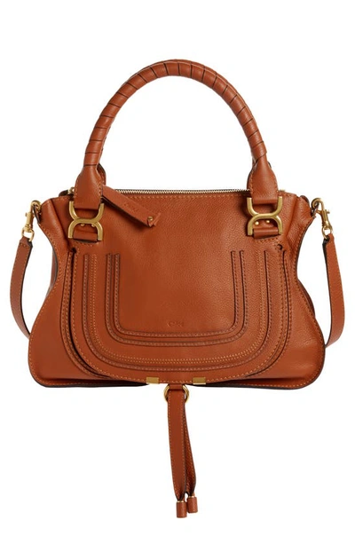 Chloé Medium Marcie Calfskin Leather Satchel In Ash Blue