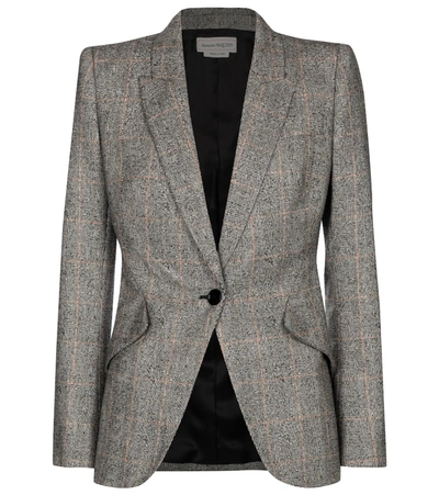 Alexander Mcqueen Single-breasted Prince Of Wales-check Jacket In Black,white,pink