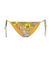 Tory Burch Floral Print String Bikini Bottoms In Yellow