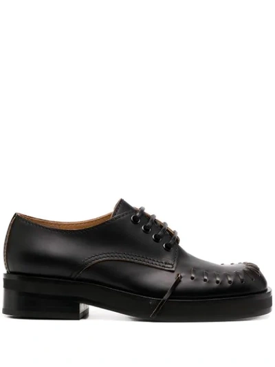 Jw Anderson Topstitch Round Toe Derby Shoes In Black