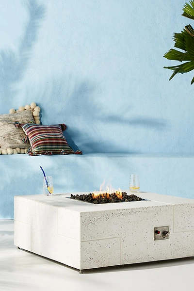 Anthropologie Terrazzo Square Outdoor Fire Pit In White